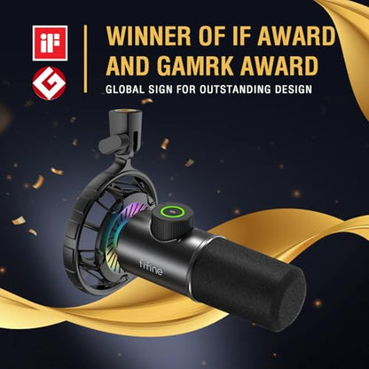 FIFINE K658 USB Gaming Dynamic Microphone with Quick Mute for PC Streaming | Gain Control, Headphone Jack, Cardioid Pickup, RGB Control, Shock Mount, for PS5 Streaming Podcast Twitch YouTube Discord