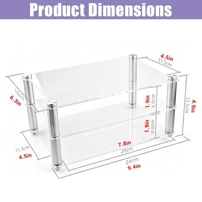 2 Layer HiFi Racks Desktop Audio Media Stand, Transparent Audio Video Tower, Acrylic Audio Component Rack Small Desk Shelf Organizer Stereo Tower(Black) - color: Black