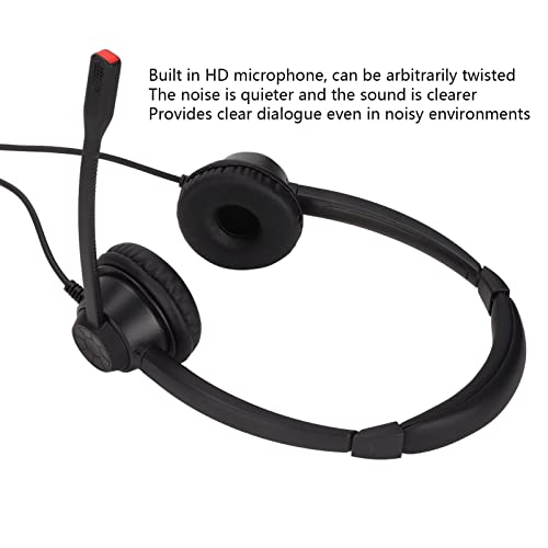H390D - RJ9 - MVA Dual Ear Wired Telephone Headset, Noise Canceling Office Headset with RJ9 Plug, Lightweight Comfortable Business Calling Headset for Call Center and Home Office U