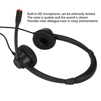 H390D - RJ9 - MVA Dual Ear Wired Telephone Headset, Noise Canceling Office Headset with RJ9 Plug, Lightweight Comfortable Business Calling Headset for Call Center and Home Office U
