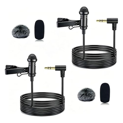 2Pcs Lavalier Microphone Compatible with DJI MIC 1/2 | and for Rode Wireless GO II Transmitters, Angled 3.5mm TRS Plug Omnidirectional Mic for Streaming Vlog Interview, 1.5M - size: 3.5mm TRS Plug Only for DJI Angled plug