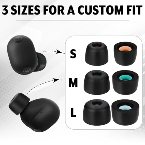 3 Pairs Silicone Ear Tips Compatible with WF-1000XM6 Earbuds with Cleaning Pen kit, Replacement Anti-Slip Silicone Ear Tips with Cleaning Tool for Wireless Earbuds