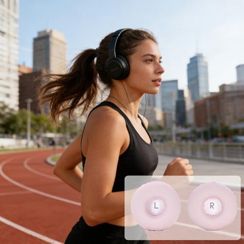 Defean Replacement Cushions Kit 2 IN1 Mesh Fabric Ear Pads + Headband Compatible with JBL Tune 600(T600BTNC 600BTNC)/660(T660NC 660NC)/670(T670NC 670NC) Headphones (Pink) - color: Pink