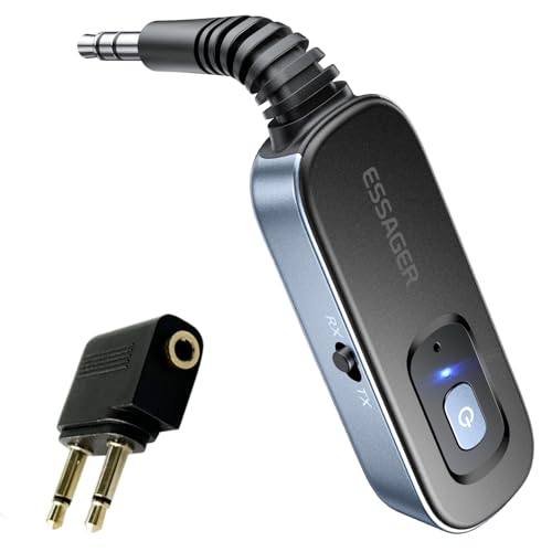 Bluetooth Receiver for Car, Noise Cancelling 3.5mm AUX Bluetooth Car Adapter, Wireless Audio Receiver Transmitter for Home Stereo/Wired Headphones Airplane, Blue - color: Blue