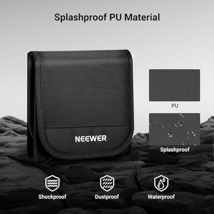 NEEWER 82mm Filter Case, Trifold Foldable Splash Resistant Protective Carry Pouch Storage Bag Accessories, Holds Up to Three 82mm Round Camera Lens Filters, PB15 - style: Pb15