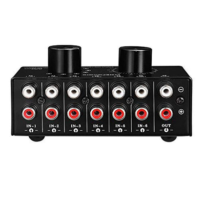 6-In-1-Out Audio Switcher Audio Signal Selector Box Splitter Distributor with Control RCA Jacks