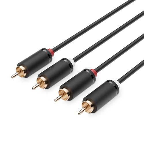2 Pack RCA Cable，5FT，Black，2 RCA Male to 2 RCA Male Stereo Audio Cable for Home Theater, HDTV, Gaming Consoles, Hi-Fi Systems - size: 5 FT