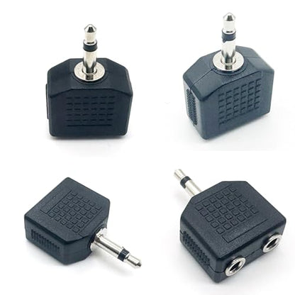 5pcs 3.5mm 1/8 Inch 1/8” Mono TS Male to Dual 2 Port 3.5mm Female Mono Audio Y Splitter Microphone Headphone Adapter Connector Converter