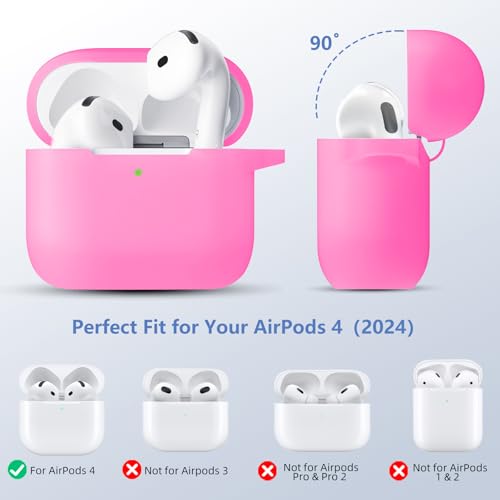 for Airpods 4th Generation Case Cover(2024),Soft Silicone Full Protective Case for AirPods 4 Case with Keychain & Cleaner Kit,Compatible with Apple Airpods 4 for Women,Men（Nightglowpurple） - color: Nightglowpurple