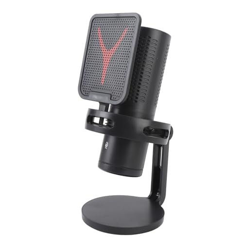 Jiawu USB Microphone, Quick Mute Noise Cancellation RGB Lights Gaming Microphone, Podcast with Popfilter Shock Mount for Gaming Streaming Podcasts