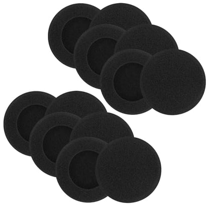 Ear Cushions Soft Foam Covers 50mm - 2" inch Diameter Replacement Sponge Cover Earpads for Most Standard Size Office Telephone Headsets, Headphones (Black) 12 Pack