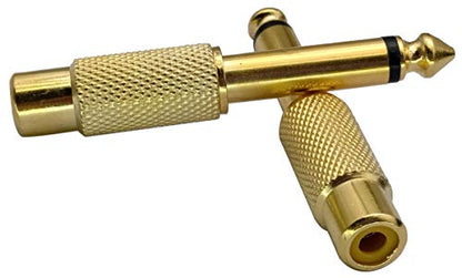 RCA to 1/4 Adapter, Gold Plated Male to Female, 6.35mm TS Jack to RCA Audio Connector, 5 Pack