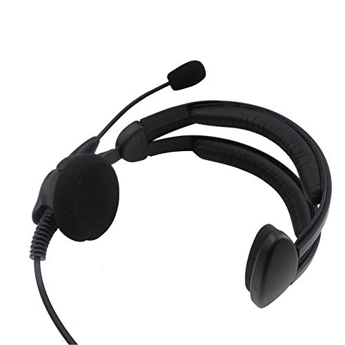 Advance Adjustable Overhead Earpiece Headset Boom Mic Microphone Noise Cancelling for 2-pin Kenwood Nexedge Hytera Puxing Wouxun Radio