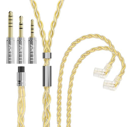 ARTTI A3 Pure Earphone Cable 2.5/3.5/4.4mm 3in1 Plug 4 Cores 288 Strands Silver-Plated 7N OCC Copper 2pin/MMCX/QDC Detachable Earbuds Cable, IEM Replacement Upgrade Cable (QDC Straight) - size: QDC STRAIGHT