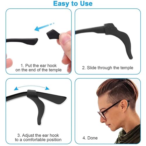 96pcs Anti-Slip Silicone Eyeglass Temple Tips Ear Hook Sleeve Retainer | Stop glasses slipping: soft silicone ear hooks for secure fit, comfort, and retention.
