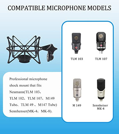 TLM 103 Shock Mount - Microphone Mount Compatible for Neumann TLM 103 M147 Condenser Mic by SUUNTOK,Black - color: Black
