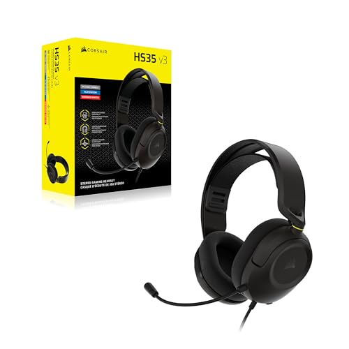 Corsair HS35 v3 Wired Gaming Headset with Mic – Carbon - color: Carbon