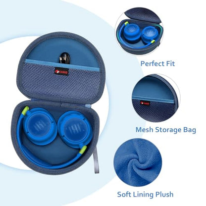 XANAD Hard Case for JBL Junior JR 470NC/460NC/320 Kids Headphones, Blue | for iClever BTH12 HS19 BTH20 BTH22 BTH26/Candy Bila/Acer/JBL/MIDOLA/JoySpark/JLab/ADOOPE/Spiderman/EarFun/ Etc Kids Headphone - color: Blue