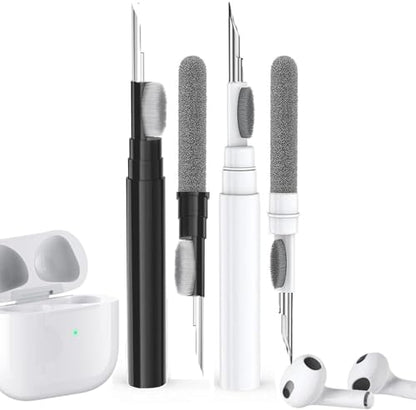 2 Pack Cleaner Kit for Airpods Pro 1 2 3 4, Multi-Function Cleaning Tool with Brush Flocking Sponge for iPad iPhone,Earbuds,Wireless Earphones,Bluetooth Headphones Case,Camera,Laptop - color: White+Black