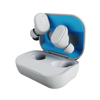 Skullcandy Grind Wireless In-Ear Earbuds - Light Grey/Blue | Noise Isolating Fit, Bluetooth, 40 Hours Battery, Microphone for iPhone Android, Customizable Sound, True Wireless - color: Light Grey/Blue, style: Grind