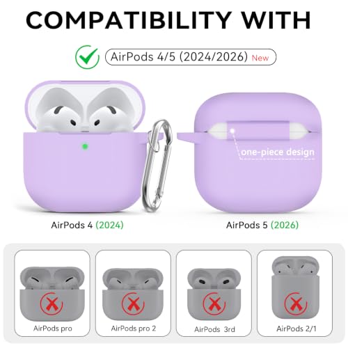 Ljusmicker for AirPods 5/4 Case (2026/2024) with Cleaner Kit,Purple - color: C-Purple