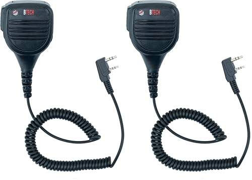 BTECH QHM22 Weatherproof Heavy Duty IP54 Speaker Mic, Premium Commercial Grade Shoulder Mic for BAOFENG (UV-5R BF-F8HP), pxton, Retevis, Kenwood K1 Radios (Pack of 2) - size: Single (Pack of 2), style: QHM22 Single PTT Speaker Mic