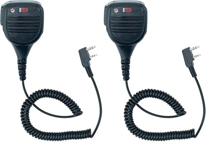 BTECH QHM22 Weatherproof Heavy Duty IP54 Speaker Mic, Premium Commercial Grade Shoulder Mic for BAOFENG (UV-5R BF-F8HP), pxton, Retevis, Kenwood K1 Radios (Pack of 2) - size: Single (Pack of 2), style: QHM22 Single PTT Speaker Mic