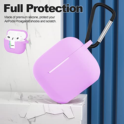 Compatible with AirPods 3 Case, Protective Silicone Cover for AirPods 3rd Generation Case 2021, Wireless Charging - Light Purple - color: B-Light Purple