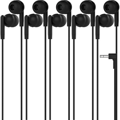 Maeline Classroom Headphones Bulk 5 Pack Earbuds – Wired 3.5mm School Earbuds for Students, Kids, Library & Testing Use – Individually Wrapped, Multi Device Compatible – Black - color: Onyx Black, size: 5 Pack