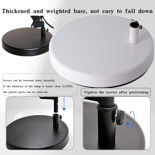 Desk Lamp Base: Round inches Mounting Stand for Desk Lamps,Magnifying Glass with Light,Mic Arm Desk Mount,Swing Arm Desk Lamp,for Home Office,Compatible for lk-1 cl-2 (Silver) - color: Silver