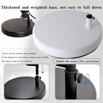 Desk Lamp Base: Round inches Mounting Stand for Desk Lamps,Magnifying Glass with Light,Mic Arm Desk Mount,Swing Arm Desk Lamp,for Home Office,Compatible for lk-1 cl-2 (Silver) - color: Silver