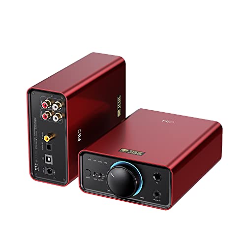 FiiO K7 Full Balanced HiFi DAC Headphone Amplifier AK4493S*2, XMOS XU208 PCM384kHz DSD256,USB/Optical/Coaxial/RCA Inputs, 6.35mm/4.4mm Output - color: Red