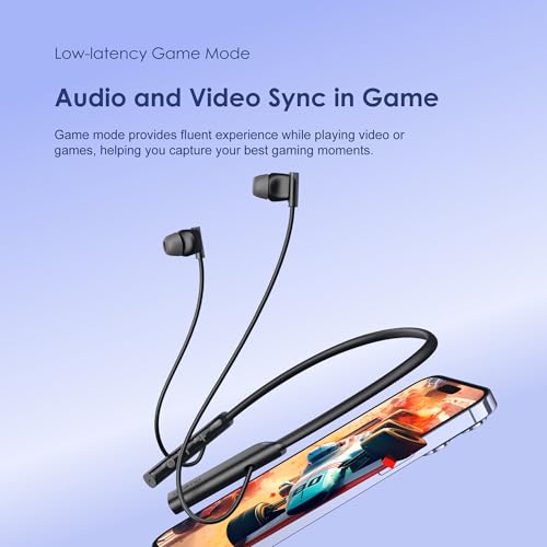Oraimo NeckLite Wireless Neckband Earbuds, Wearable Around Neck Headphones Built-in Microphone, Bluetooth Headset Magnetic Earphones Deep Bass, Ultra-Lightweight Comfort, 30H Playtime, Black - color: Deep Black