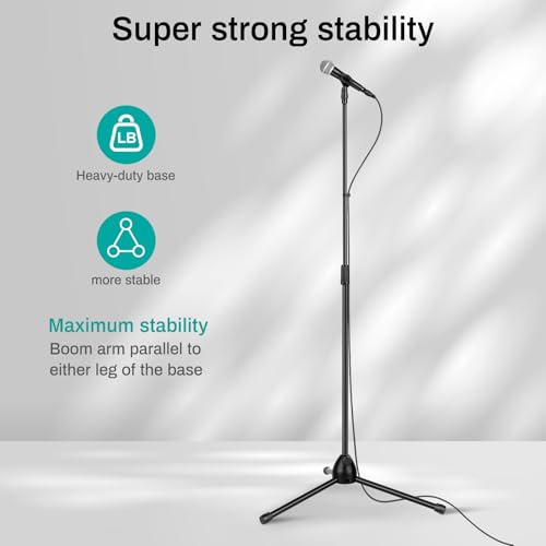 AODSK Adjustable Microphone Stand,Heavy Tripod Base,22-68",Universal Holder - style: Standard Edition