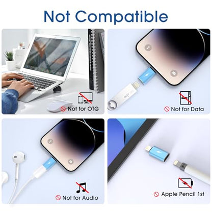 TechMatte USB C to Lightning Adapter 2 Pack 2.2A Charging Data Transfer - color: Blue, size: 2 Pack