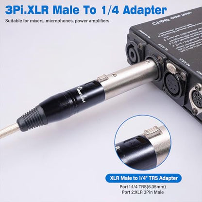 SINUS LIVE 4 Packs 24K Real Gold XLR Female Male to 1/4" TRS Adapter, Balanced XLR to Quarter Inch - color: Black