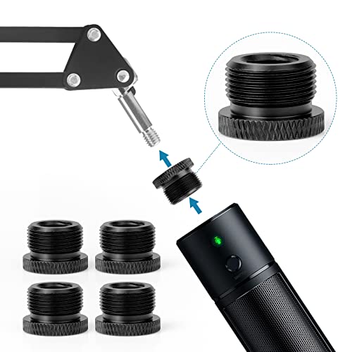 Mic Stand Adapter 3/8 Female to 5/8 Male Microphone Stand Adapter and 5/8 Female to 3/8 Male Mic Thread Adapter for Blue Yeti Snowball Boom Arm Mic Stand Mount to Tripod, Combo 8 Pack by ChromLives - color: black