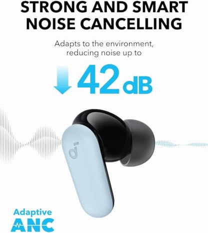 Soundcore P30i by Anker Noise Cancelling Earbuds, Hands-Free Viewing | Strong and Smart Noise Cancelling, Powerful Bass, 45H Playtime, 2-in-1 Case and Phone Stand, IP54, Bluetooth 5.4 - color: Blue
