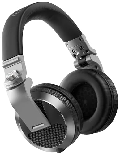 Pioneer DJ HDJ-X7 Professional Over-Ear DJ Headphones - Silver Bundle with Case, Stand, and Austin Bazaar Polishing Cloth - color: HDJ-X7, style: Silver