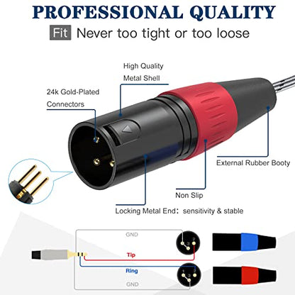 JOLGOO 3.5 mm TRS to Dual XLR Male Pro Stereo Breakout Cable, 1/8" TRS Stereo to 2 XLR Male Y Splitter Patch Microphone Cable, 15 Feet - size: 15 Feet, style: 3.5mm to Dual XLR Male