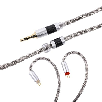 Tripowin Zonie 2M 16-Core SPC IEM Replacement Cable with 3.5mm Jack | PVC Jacket, Tangle-Free Braid, Ergonomic Earhooks for Audiophiles, HiFi Extension Cord for Wired Earbuds (2Pin) - style: 2Pin