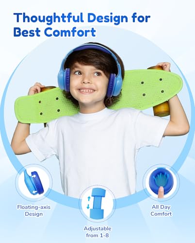 EarFun K2 Kids Bluetooth Headphones for School, Kids Headphones with Mic | Volume Limited, 40H Playtime, Built-in Mic, Stereo Sound, Foldable Over-Ear Headphone for Kids/Toddler/Travel, Royal Blue - color: Royal Blue