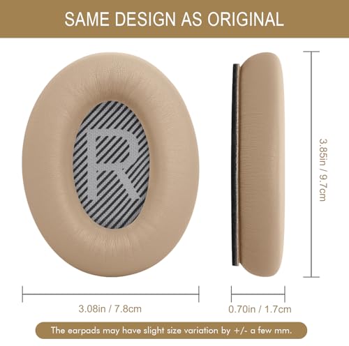 GEVO Premium Replacement Ear Pads for Bose QC35 & QC35ii Headphones - Beige | Fits QuietComfort 35 & 35ii / SoundLink 1&2 AE（Over-Ear）- Soft Protein Leather · Adaptive Memory Foam and Extra Durable - color: Beige