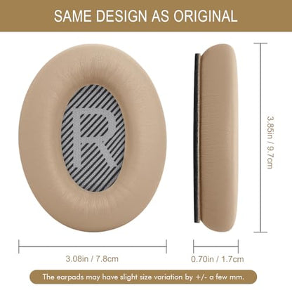 GEVO Premium Replacement Ear Pads for Bose QC35 & QC35ii Headphones - Beige | Fits QuietComfort 35 & 35ii / SoundLink 1&2 AE（Over-Ear）- Soft Protein Leather · Adaptive Memory Foam and Extra Durable - color: Beige