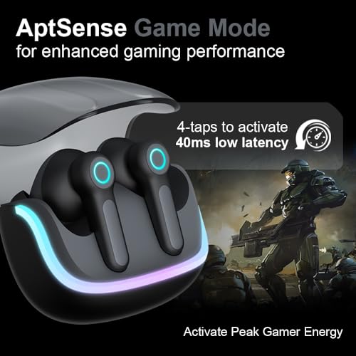 G07 Wireless Earbuds with RGB LED Light Gaming Earbuds with 40ms Low Latency Dual Game and Music Mode Earphones Wireless Headphones with 50 Hours Worktime IPX5 Waterproof (Black) - color: Black