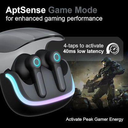 G07 Wireless Earbuds with RGB LED Light Gaming Earbuds with 40ms Low Latency Dual Game and Music Mode Earphones Wireless Headphones with 50 Hours Worktime IPX5 Waterproof (Black) - color: Black