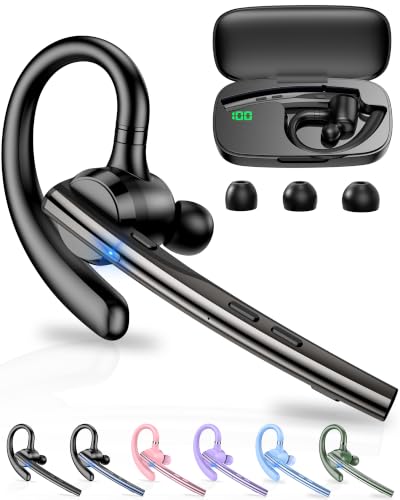 New Bee Bluetooth Headset V5.1 72H Talk Time Dual Mic with Mute Button for Business, Wireless Hand-Free Bluetooth Earpiece with 500mAh Charging Case for Cell Phone Calls Trucker Driver Laptop - color: Gunmetal, style: M54