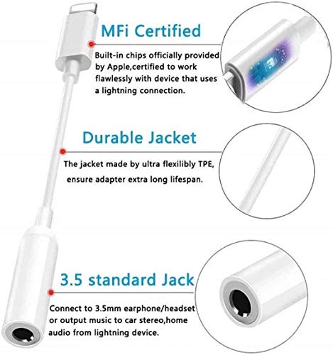 [Apple MFi Certified] iPhone 3.5mm Headphone Jack Adapter,2Pack for Apple Lightning to 3.5mm Earphones Jack Adapter Cord Dongle Aux Cable Converter Accessories Compatible with iPhone14 13 12 11/Xs/XR - size: 2pack-L