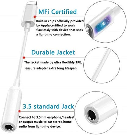 [Apple MFi Certified] iPhone 3.5mm Headphone Jack Adapter,2Pack for Apple Lightning to 3.5mm Earphones Jack Adapter Cord Dongle Aux Cable Converter Accessories Compatible with iPhone14 13 12 11/Xs/XR - size: 2pack-L