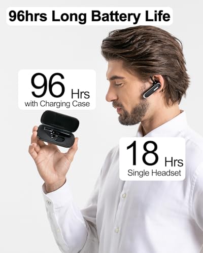Bluetooth Earpiece V5.1, Wireless Hands-Free Headset with Charging Case, Built-in Microphone for iPhone Android Business Calls - color: Brown, style: Bluetooth headset with charging case